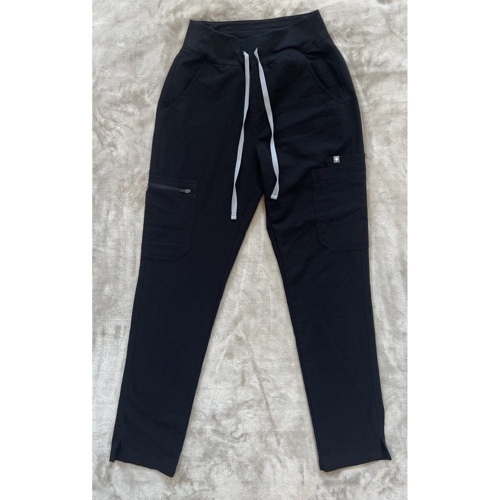FIGS YOLA‎ Scrub Pants Women's XS Black Straight Leg Technical Collection
